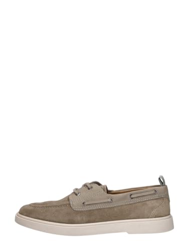 Chaussures bateau taupe en cuir nubuck confortables pour homme