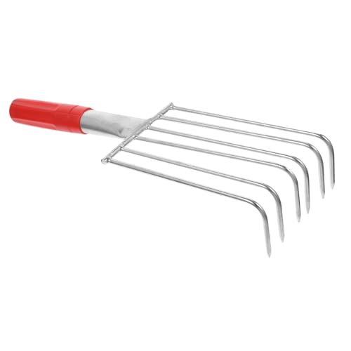 JOINPAYA Rastrillo de Mano Inoxidable con Seis Dientes Ergonómico y Reutilizable para Jardinería Excavación de y Trabajo Playa Herramienta Práctica y Duradera