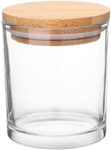 Antimbee (20 Pack) Glass Candle Jars with Bamboo Lids for Making Candles, 6 OZ Empty Candle Tins with Wooden Lids, Bulk Clean Candle Containers - Dishwasher Safe