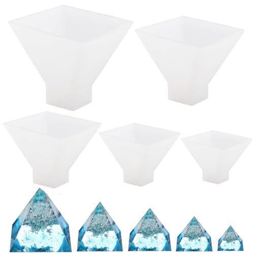 Markeny 5 Size Resin Casting Molds Pyramid Resin Mold Cube Silicone Molds for DIY Craft Making Silicone Clear Casting Molds, Pyramid