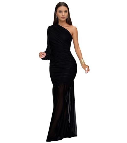 Image of Jigfar Women's Sexy Elegant Rhinestone Embellished Velvet Party Club Night Bodycon Formal Evening Maxi Dress