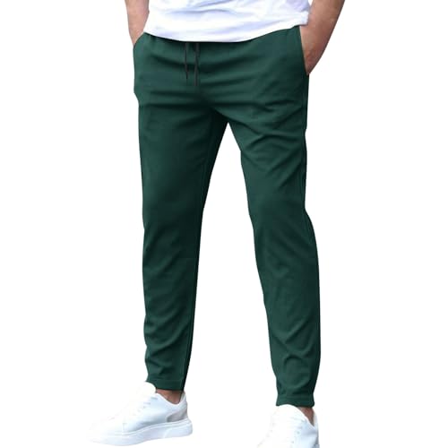 Mens Casual Pants Slim Fit Stretch Ankle Lounge Pants Lightweight Tapered Drawstring Golf Yoga Pants with Pockets