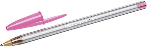 BIC Cristal Fun Ballpoint Pens, Pink Ink Smudge-Proof Writing Pens and Wide Point (1.6mm), Pack of 20