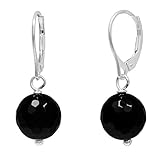 925 Silber ERCE Ohrringe Onyx Halbedelstein Kugel, 925 Silber