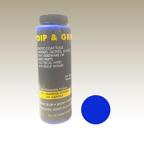 Dip and Grip Rubberized Plastic Coating Tool Handles Cables Vehicles Abrasion Corrosion Slipping - (Blue) 8 Fl. Oz