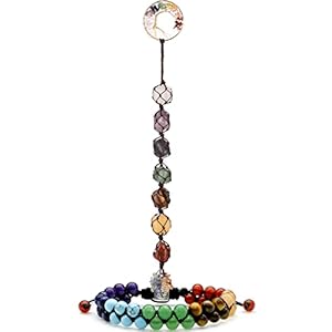 7 Chakras Stones Healing Crystals Tree of Life Wall Hanger Tumbled Gemstones Meditation Hanging Ornament Christmas Tree (#1)