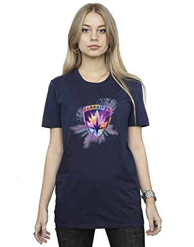 Image of Absolute Cult Marvel Women's Guardians Of The Galaxy Abstract Star Lord Boyfriend Fit T-Shirt Navy Blue XX-Large