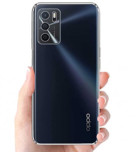 Image of Soft Flexible Silicone Back Cover Compatible with Oppo A16, Transparent Case + Screen Guard