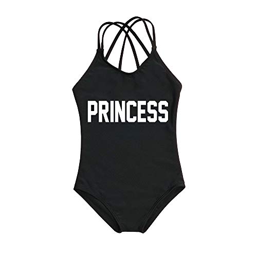 Mommy and Me Matching Family Swimwear Queen & PRINNCESS One Piece Mother Daughter Girl Swimsuits Cross Back Beachwear4