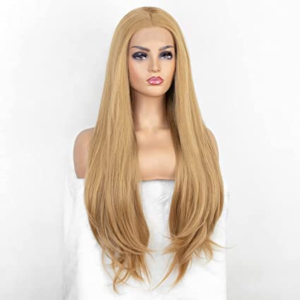 Image of Wynk Mavens long blonde hair wig for women n girls center partition for beautiful look