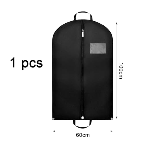 1pcs Kleiderhülle 60 * 100 cm,Kleidersäcke 120 g Vliesstoff Kleiderbeutel,Lang Kleidersack für Aufbewahrung mit Reißverschluss,Feuchtigkeit Anzugtasche Staubschutz,für Kleid,Hemden,Mantel-Schwarz