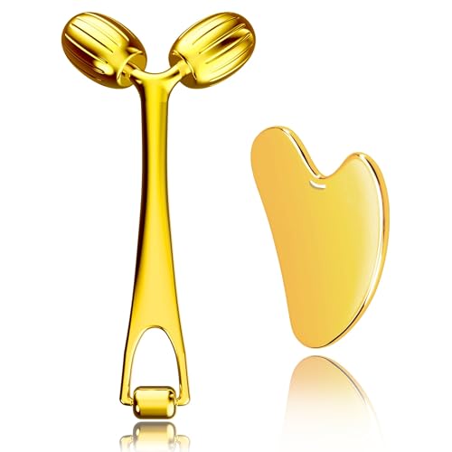 Yeamon Gua Sha Facial Tools and Face Roller Set, Facial Massage T...