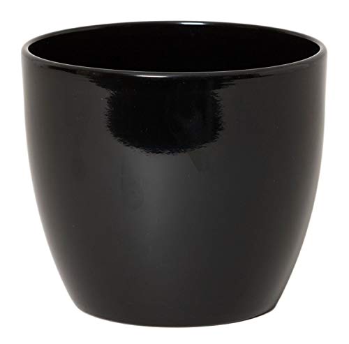 INNA-Glas Tiesto para Plantas, cerámica, Negro, 13,5cm, Ø15,5cm
