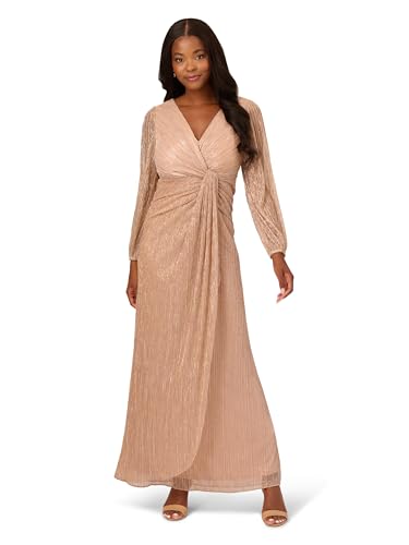 Image of Adrianna Papell Women's Metallic Mesh Draped Gown