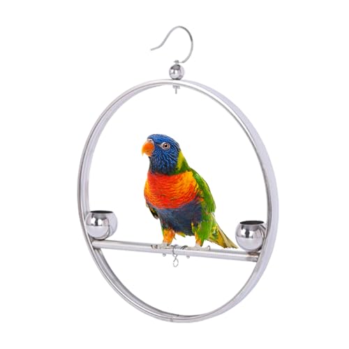 Perchoir pour oiseaux en acier inoxydable de qualité supérieure avec coupelles - 2
