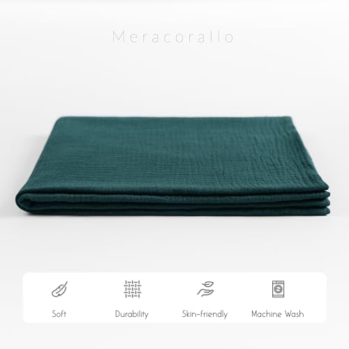 Image of Meracorallo Muslin Swaddle Blanket, 100% Cotton Receiving Blanket Soft and Breathable Swaddle Wrap for Baby Boys and Girls, Dark Green