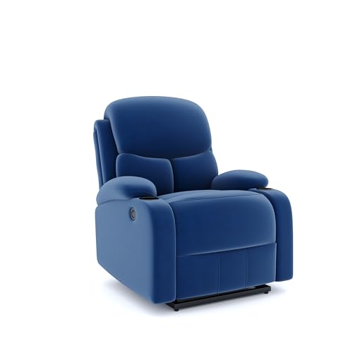 Image of The Couch Cell | One Seater Electric Recliner Chair | Suede Velvet Upholstered Motorized Recliner | Single Seater Comfortable Recliner for Living Room Bedroom Home Seating