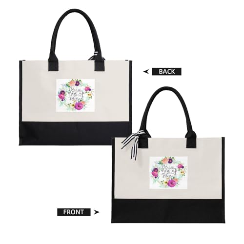 Proverbs 31:28 Durable Cotton Blend Canvas Tote Bag, Spacious Reusable Gift Bag for Travel, Beach & Shopping2