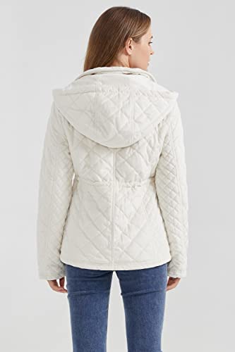 Orolay Women's Casual Hooded Jacket Lightweight Warm Quilted Coat With Pockets White S #TOP1