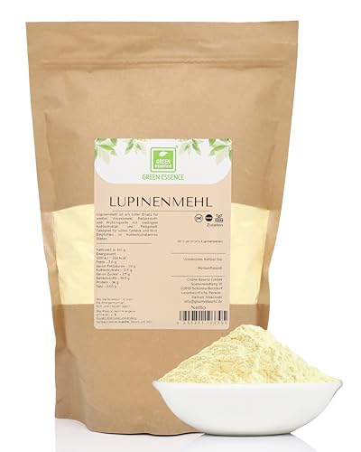 Lupinenmehl - 500g von der Grünen Essenz - Kohlenhydratarme Keto Low Carb LCHF PALEO - Lupinenprotein der weißen Süß-Lupine perfekt zum Kochen und Backen (500 Gramm)