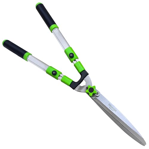 Mesoga Extendable Hedge Shears – Professional Garden Trimmer with Straight Blade, Adjustable Handle for Borders, Bushes & Pruning, Heavy Duty Bush Cutter & Gardening Scissors