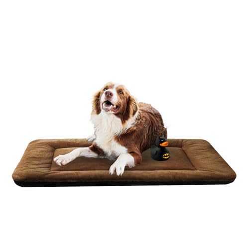 VERZEY Dog Beds Crate Pad for Dogs Fit Metal Dog Crates,Ultra Soft Dog Crate Bed Washable & Anti-Slip Kennel Pad for Dogs Cozy Sleeping Mat (48inch, Brown)