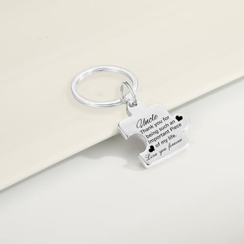 Image of Gifts for Uncle Puzzle Key Chain Mens Keychain Stainless Steel Keychains for Men Jewelry Gift