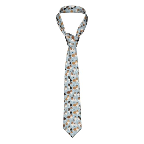 KONGNY Rough Collie Paws And Bones Mens Ties Men's Neckties Polyester Novelty Skinny Tie For Wedding Party Groom Groomsmen