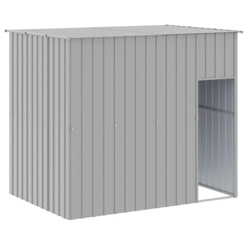 Vidaxl Casetta Cani Tetto Grigio Chiaro 214X153X181 Cm Acciaio Zincato