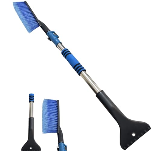 IBOPUXIU Balais à Neige, Raclette Givre Voiture, Grattoir à Glace pour Voiture avec Balai, Grattoir à Glace et Brosse à Neige 2 en 1, Raclette Voiture Givre pour Pare-Brise Voiture, SUV, Camion