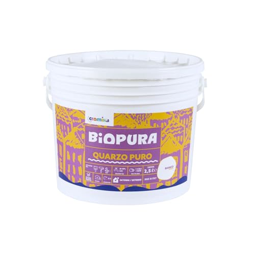 CROMIKA Biopura Quarzo Puro, Pittura Murale per Interni ed Esterni, Bianco Opaco, Resistente agli Agenti Atmosferici Made in Italy (Bianco, Litri 2,5)