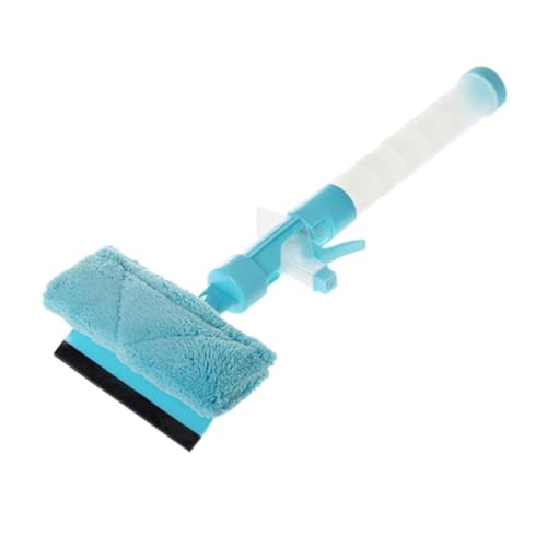 GLEAVI Multi-Function Plastic Window Wiper with Water Spray, Blue Glass Cleaning Tool Squeegee for Indoor and Outdoor Window Cleaning