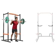 Sunny Health & Fitness Power Zone Strength Rack Power Cage - 455 KG Weight Capacity, Spotter Bar + Power Rack and Cage Add-on Attachment Accessory