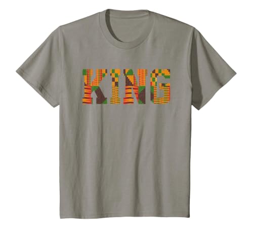 African King Art for Boys Men Afro Kente Cloth African Print T-Shirt, Youth, Slate Grey, X-Small