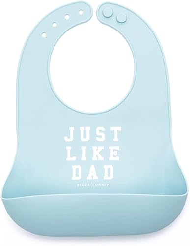 Baby Bib for Eating by Bella Tunno, Waterproof Silicone Bib with Large Food Catcher, Adjustable Fit for Babies 4-12 months & Toddlers 1-3 Years, Boys & Girls, Just Like Dad