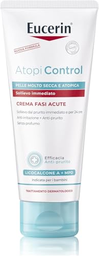 Eucerin Atopi Control Crema Fasi Acute 100 ml, Crema dermatite atopica per il trattamento intensivo delle fasi acute, Trattamento eczema per un sollievo dal prurito per pelli secche e irritate