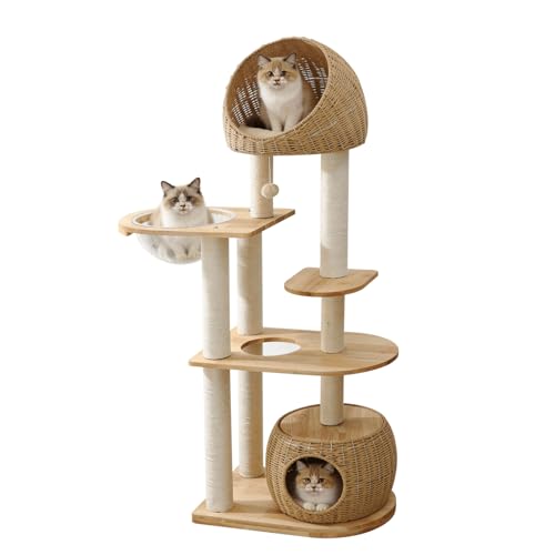 Árbol moderno de madera para gatos de interior 59 pulgadas miniatura 1