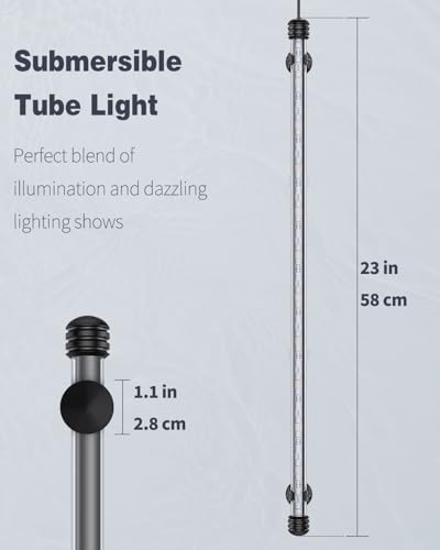 Image of Pawfly 8 W Aquarium LED Light 23 Inch Underwater Fish Tank Light with Timer Auto On /Off Fish Tank Background Light with 8 Lighting Modes Submersible Multi-Colored Tube Light for Decoration