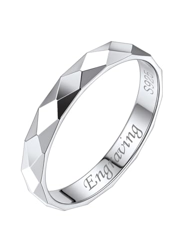 Silvora Plata de Ley Personalizable Anillo de Compromiso Pareja Anillo de Sello 925, Talla 25 Circunferencia 64.6mm