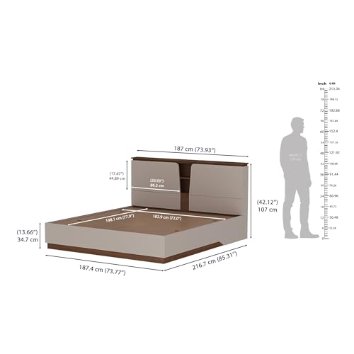 Image of Wakefit Bed | 3 Yr Warranty | King Size Bed, Comes with Storage Box, Noise-Free, Density: 680-750 kg /m, Termite & Borer Resistant, Fits Mattresses Up to 8 inches (Kora 78 x 72 - Columbian Walnut)