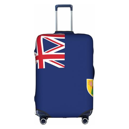 Flag Of The Turks And Caicos Islands Print Travel Elastic Suitcase Luggage Baggage Cover Protector, Washable And Anti-Scratch