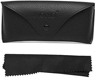 Kono PU Leather Glasses Case Portable Travel Sunglasses Soft Storage Bag with Snap Button for Men & Women