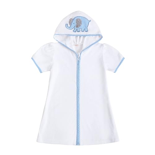 Image of Baby Girls Boys Terry Cloth Swim Cover Up Zip Up Hooded Bathing Suit Coverup Wraps Kid Summer Pool Beach Swimsuit