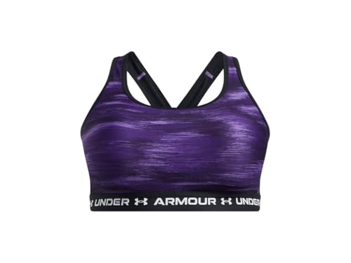 Image of Under Armour Womens Mid Crossback Print Sports Bra - Strategic Support and Breathability 3X Purple-White