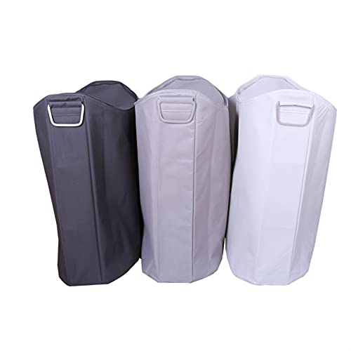 Cesta de lavandería plegable de tela Oxford gris con mango de aluminio resistente 5