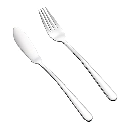 Gatuida Cubiertos Inoxidable para Pescado con Cuchillo y Tenedor Utensilios para Servir Hogar Restaurante y Hotel Diseño Minimalista y Moderno