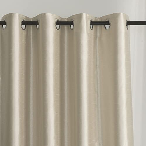 Image of GYROHOME Faux Silk Room-Darkening Blackout Curtains (Beige Liner) Solid Window Treatment Drapes for Bedroom Living Room, Thermal Insulated Ring Top (2Panels, 46x90inch,Light Gold)