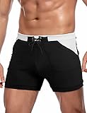 COOFANDY Mens Camo Quick Dry Swimwear Shorts with Pockets, Large, Brief - Black