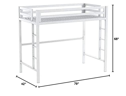 Walker Edison Brighton Classic Metal Twin Over Loft Bunk Bed, Twin Size, White #TOP1
