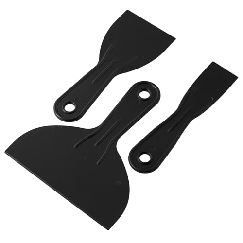 Jiashuoda Plastic Putty Knife Set - 3Pcs Black Plastic Scraper Tool 1.5/3/6 Sizes Spackle Knife for Spackling Painting Drywall Arts and Crafts Tile Jobs Tamale Making